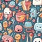 Seamless pattern with Happy marshmallow.