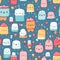 Seamless pattern with Happy marshmallow.
