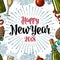 Seamless pattern with Happy New Year 2018 calligraphy lettering