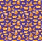Seamless pattern of happy red cats painted in watercolor on white background