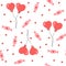 Seamless pattern has two heart balloons, candy and little hearts. Valentine\\\'s Day