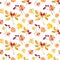 Seamless pattern with hawthorn and doge rose berries.