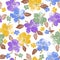 Seamless pattern of hazy tropical flowers and plants,