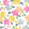 Seamless pattern of hazy tropical flowers and plants,