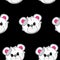 Seamless pattern with head of Wrong and Raped Teddy Bear toy. Black Emo Goth background. Gothic aesthetic in y2k, 90s