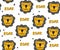 Seamless pattern with heads of lions. Vector art.