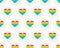 Seamless pattern. Heart with rays rainbow color. Vector illustration of striped heart on white background for holiday