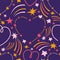 Seamless pattern heart on the starry sky. Cosmic background stars, comets, meteorites, constellations. Space Galaxy. Cosmic love