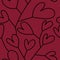 Seamless pattern with hearts branches for fabrics and textiles