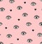 Seamless pattern with hearts and eyes