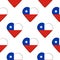 Seamless pattern from the hearts with flag of Chile. Vector illustration