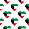 Seamless pattern from the hearts with flag of State of Kuwait.