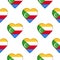 Seamless pattern from the hearts with flag of Union of the Comoros.