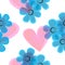 Seamless pattern with hearts and flowers.