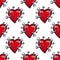 Seamless pattern with hearts and hammered nails