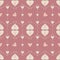 Seamless pattern with hearts and little hearts. Color red, orange and cream ivory. Pastel colors. Vector.