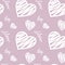 Seamless pattern with hearts and meow and kitty words,pink background