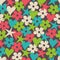 Seamless pattern with hearts, stars and flowers