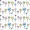 Seamless pattern hello in different languages, doodle balloons