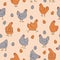 Seamless pattern with hens and eggs. Easter vector illustration