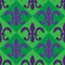 Seamless pattern of heraldic knight s Lily on a green checkered background. Vector image