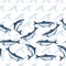 Seamless pattern with herring fish. Pacific sardine.