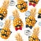 Seamless pattern with high detailed pine apple