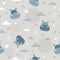 Seamless pattern with hippo. Kids print. Vector hand drawn illustration