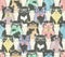 Seamless pattern with hipster cute cats