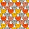 Seamless pattern with Hipster Cute Cats. Funny lovely Cats. Cloth design, wallpaper.