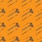 Seamless pattern of hoe and hammer on a orange background