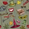 Seamless pattern with holiday accessories set concept.