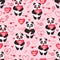Seamless pattern with holiday design elements. Happy Valentine`s Day. Lovely animal.