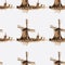 Seamless pattern Holland windmill.Watercolor