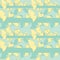 Seamless pattern, horizontal arrangement of hand drawn ginko leaves