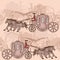 Seamless pattern of horse carriages