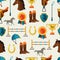 Seamless pattern with horse equipment in flat