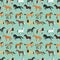 Seamless pattern with horse in flat style.