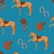 Seamless pattern horse and gear