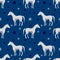 Seamless pattern with horse, star on a deep blue background