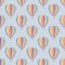 Seamless pattern hot air balloon risograph illustration