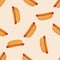 Seamless pattern with hot dogs. Fast food, street takeaway junk food. Vector illustration