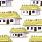 Seamless pattern house with a thatched roof. vector illustration