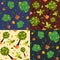 Seamless pattern with houseplants, indoor and office flowers in pot.