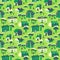 Seamless pattern with houses. Cute town vector illustration. Arc