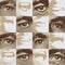 Seamless pattern with human mouths and eyes