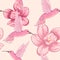 Seamless pattern with hummingbirds and orchids