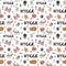 Seamless pattern with hygge hand drawn elements