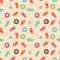 Seamless pattern with ice cream and colorful tasty donuts and ice cream