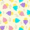 Seamless pattern with ice cream on yellow background - vector illustration, eps